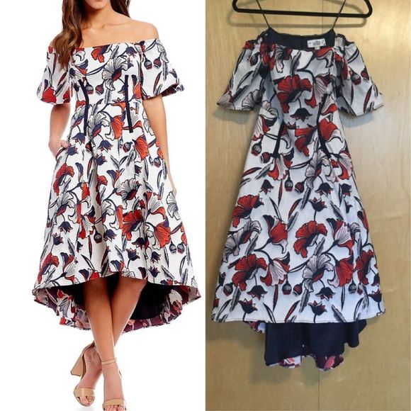 Badgley Mischka Dresses & Skirts - Belle Badgley Mischka Floral Jaquard High Low